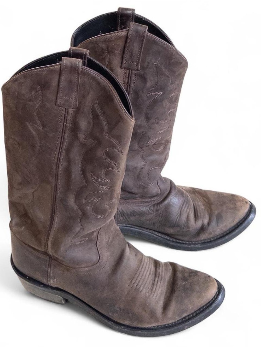 Old West Brown Leather Cowboy Boots Size 9D